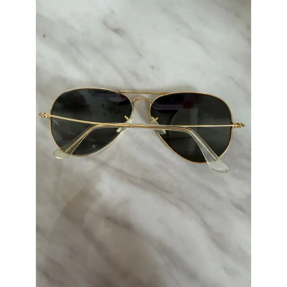 Vintage Ray Ban Gold Tone Metal Grey Polarized Aviator Sunglasses